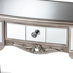 Elgin Brushed Wood And Mirrored Glass 1 Drawer Console Table Silver/Mirror - Baxton Studio 10 Elgin Brushed Wood And Mirrored Glass 1 Drawer Console Table Silver/Mirror - Baxton Studio -Living Space Shop GUEST deaf5def 06a4 44b2 a86f aae373a7d370