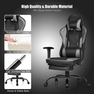 Costway Gaming Chair Racing High Back Office Chair W/ Footrest Black 9 Costway Gaming Chair Racing High Back Office Chair W/ Footrest Black - Image 9