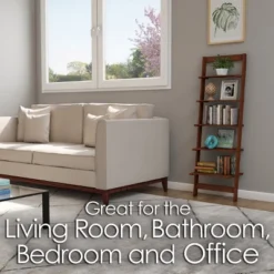 Hastings Home 5-Tier Wooden Ladder-Style Bookcase, Walnut Finish 8 Hastings Home 5-Tier Wooden Ladder-Style Bookcase, Walnut Finish -Living Space Shop GUEST df2e3114 f9c7 47f8 b3e9 95e4c58d4d14