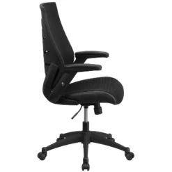 Emma And Oliver High Back Black Mesh Swivel Ergonomic Office Chair With Adjustable Flip-Up Arms -Living Space Shop GUEST df464d0a 6258 47e8 9d20 34b48b93faac