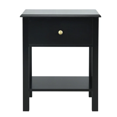 Tangkula End Table Nightstand W/Drawer & Shelf Bedroom Living Room Furniture Black 6 Tangkula End Table Nightstand W/Drawer & Shelf Bedroom Living Room Furniture Black - Image 6