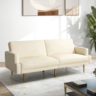 Lanna 76"Wide Vegan Leather Modern Style Convertible Futon Sofa Bed For Living Room Guest Bedroom | ARTFUL LIVING DESIGN 11 Lanna 76"Wide Vegan Leather Modern Style Convertible Futon Sofa Bed For Living Room Guest Bedroom | ARTFUL LIVING DESIGN - Image 11