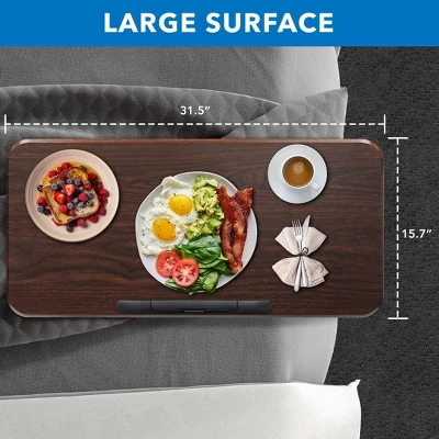 Mount-It! Height Adjustable Overbed Desk And Table With Tilting Tabletop | Overbed Medical Table With Wheels | Dark Walnut 3 Mount-It! Height Adjustable Overbed Desk And Table With Tilting Tabletop | Overbed Medical Table With Wheels | Dark Walnut - Image 3