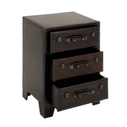 Traditional Wood And Faux Leather Cabinet Dark Brown - Olivia & May -Living Space Shop GUEST e1e82ea5 dbe8 4f04 9e45 6f77b5d02ecb