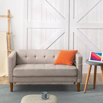 54" Pascal Loveseat Sofa With USB Oatmeal - Zinus 2 54" Pascal Loveseat Sofa With USB Oatmeal - Zinus - Image 2