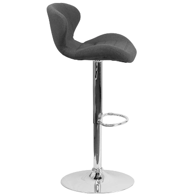 Merrick Lane Adjustable Height Barstool Contemporary Bar Height Stool With Curved Back And Metal Base With Footrest 2 Merrick Lane Adjustable Height Barstool Contemporary Bar Height Stool With Curved Back And Metal Base With Footrest - Image 2