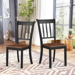 Costway Set Of 2 Wood Dining Chair High Back Kitchen Whitesburg Side Chair BlackWhite -Living Space Shop GUEST e30ce788 11c3 4eee a1a7 5c839e9822fc
