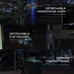 BlackArc Gamma Gaming Desk & Chair Set - Black & Red High Back Gaming Chair With Flip-Up Arms; Desk With Detachable Headphone Hook/Cupholder -Living Space Shop GUEST e356fe2f 90f1 4a38 b82b 9542e2a916b4