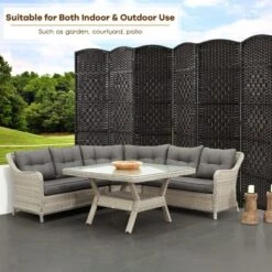 Costway 6-Panel Room Divider 6Ft Weave Fiber Folding Privacy Screen BrownBlack -Living Space Shop GUEST e3763a73 4cdf 477d 9727 d5275f41b392