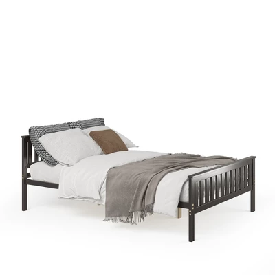 Costway Full Wood Platform Bed With Headboard And Footboard Mattress Foundation 8 Costway Full Wood Platform Bed With Headboard And Footboard Mattress Foundation - Image 8