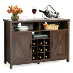 Costway Buffet Storage Cabinet Farmhouse Sideboard W/9-Bottle Wine Rack & 2 Doors -Living Space Shop GUEST e40a74d0 d0f6 40b8 bd28 ac4e154d6b47