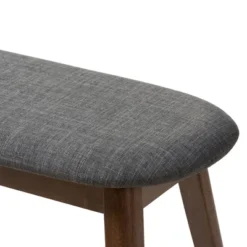 Baxton Studio Easton Mid Century Modern Walnut Finished Wood Fabric Upholstered Bench -Living Space Shop GUEST e474eb89 fdf1 442c ad63 b02e87933963