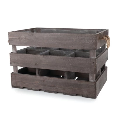 Twine 4281 Farm House Decor, Wood Wine Holder Rustic Farmhouse Wooden 6 Bottle Crate, Dark Wood, Brown Finish 3 Twine 4281 Farm House Decor, Wood Wine Holder Rustic Farmhouse Wooden 6 Bottle Crate, Dark Wood, Brown Finish - Image 3