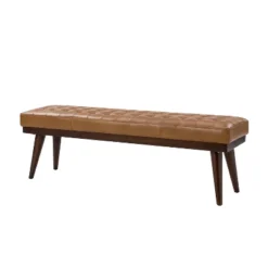 Olga 55.5" Wide Mid-century Modern Genuine Leather Bedroom Bench |ARTFUL LIVING DESIGN 22 Olga 55.5" Wide Mid-century Modern Genuine Leather Bedroom Bench |ARTFUL LIVING DESIGN -Living Space Shop GUEST e649580d 9a04 45dd 8426 1a464e513d85
