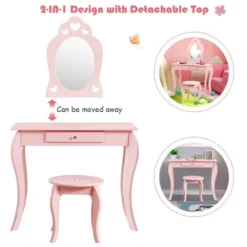 Costway Kids Vanity Set Princess Makeup Dressing Play Table Set W/Mirror -Living Space Shop GUEST e6de3c06 b0f9 4aff 92d7 72a942ebb3b7