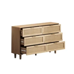 6-Drawer Rattan Dresser For Living Room And Bedroom, Natural - ModernLuxe -Living Space Shop GUEST e74cfca1 e635 40ea 946f bf2c57cd97f0