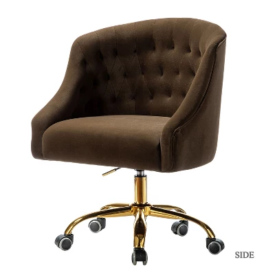 Anika Home Office Task Chair Velvet Tufted Swivel Adjustable Swivel 360 Degree Wheels | Karat Home 9 Anika Home Office Task Chair Velvet Tufted Swivel Adjustable Swivel 360 Degree Wheels | Karat Home - Image 9