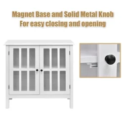 Costway 31'' Storage Buffet Cabinet Glass Door Sideboard Console Table Server Display White -Living Space Shop GUEST e801b608 8fe9 4e11 9d21 7ad8aa3e766b