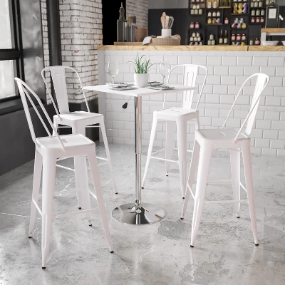 Emma And Oliver 23.75" Square 33" - 40.5" Adjustable Height White Wood Table 1 Emma And Oliver 23.75" Square 33" - 40.5" Adjustable Height White Wood Table