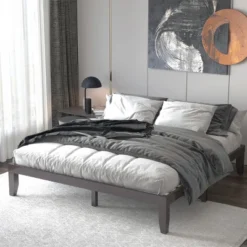 Costway King Size 14'' Wooden Bed Frame Mattress Platform Wood Slats Support EspressoNatural -Living Space Shop GUEST e98996da 7f2a 4f2e 9a19 114e35acc9d9