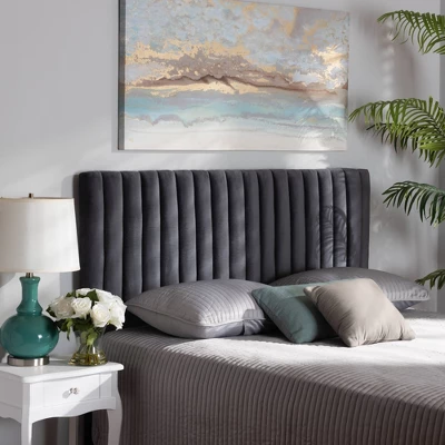 Emile Velvet Fabric Upholstered And Wood Headboard - Baxton Studio 2 Emile Velvet Fabric Upholstered And Wood Headboard - Baxton Studio - Image 2