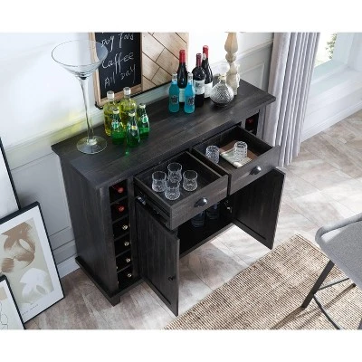 Home Source Bar Cabinet Bookshelf With Glass Doors In Chocolate Finish 4 Home Source Bar Cabinet Bookshelf With Glass Doors In Chocolate Finish - Image 4