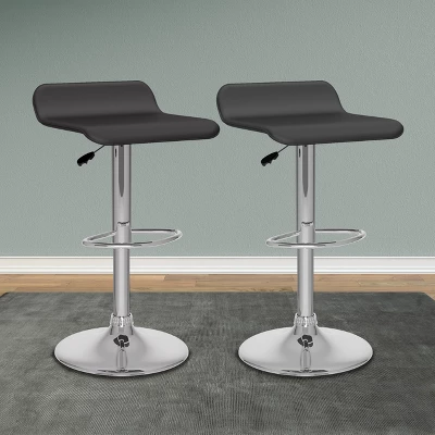 Set Of 2 Adjustable Curved Leatherette Barstool - Corliving 4 Set Of 2 Adjustable Curved Leatherette Barstool - Corliving - Image 4