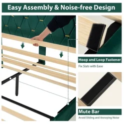 Costway Upholstered Platform Bed Frame Adjustable Headboard Footboard Modern Green 17 Costway Upholstered Platform Bed Frame Adjustable Headboard Footboard Modern Green -Living Space Shop GUEST eb678001 30f8 48ef 9b26 7adf5bd338d7