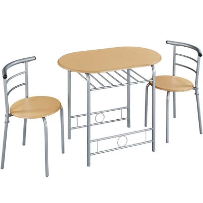 Yaheetech Modern Round Dining Table Set For 2 With Steel Legs, Storage Rack For Kitchens 8 Yaheetech Modern Round Dining Table Set For 2 With Steel Legs, Storage Rack For Kitchens - Image 8