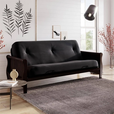 Full Chester Wood Arm Futon Frame With 8" Polyester Mattress - Room & Joy 1 Full Chester Wood Arm Futon Frame With 8" Polyester Mattress - Room & Joy