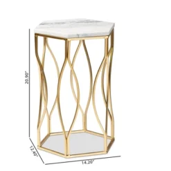 Kalena Metal End Table With Marble Tabletop Gold - Baxton Studio -Living Space Shop GUEST ec7d6a99 13e2 4fb9 a473 a26a28e15d01
