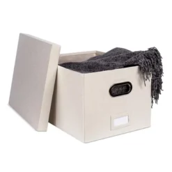 BirdRock Home 1-Pack Collapsible File Storage Organizer With Lid - Cream -Living Space Shop GUEST eccc3a9d 8811 4349 adb3 98b25f64275c