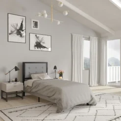 Merrick Lane Headboard Upholstered Button Tufted Headboard With Metal Frame And Adjustable Rail Slots -Living Space Shop GUEST eda34a42 41c5 4223 9885 c43317628b45