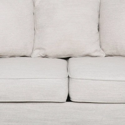 Fairburn Contemporary Pillow Back 3 Seater Sofa Beige/Espresso - Christopher Knight Home 5 Fairburn Contemporary Pillow Back 3 Seater Sofa Beige/Espresso - Christopher Knight Home - Image 5