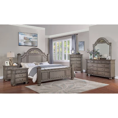 6pc Pennings Traditional Bedroom Set Gray - HOMES: Inside + Out 1 6pc Pennings Traditional Bedroom Set Gray - HOMES: Inside + Out