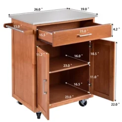 Costway Wood Kitchen Trolley Cart Stainless Steel Top Rolling Storage Cabinet Island 11 Costway Wood Kitchen Trolley Cart Stainless Steel Top Rolling Storage Cabinet Island -Living Space Shop GUEST effe2fee 49ba 4bad a72a bf0c5eb2084a