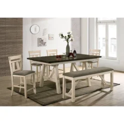 60" Altamont Padded Seat Counter Height Bench Ivory/Gray - HOMES: Inside + Out 7 60" Altamont Padded Seat Counter Height Bench Ivory/Gray - HOMES: Inside + Out -Living Space Shop GUEST f15cb7b4 406f 4458 8d42 31bd626902e9