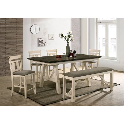 60" Altamont Padded Seat Counter Height Bench Ivory/Gray - HOMES: Inside + Out 4 60" Altamont Padded Seat Counter Height Bench Ivory/Gray - HOMES: Inside + Out - Image 4