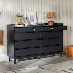 Best Seller 17 Mid-Century Modern Solid Wood 9 Drawer Horizontal Dresser - Saracina Home
