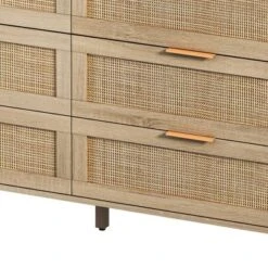 6-Drawer Rattan Dresser For Living Room And Bedroom, Natural - ModernLuxe -Living Space Shop GUEST f4ac529a 8ebf 4a22 a4a4 cf0f50868bcf