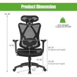 Costway Ergonomic High Back Mesh Office Chair W/ Adjustable Lumbar Support 15 Costway Ergonomic High Back Mesh Office Chair W/ Adjustable Lumbar Support -Living Space Shop GUEST f4e9e40a 10f5 49e1 8de6 21a663c871ea
