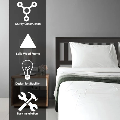 Costway Full Wood Platform Bed With Headboard And Footboard Mattress Foundation 4 Costway Full Wood Platform Bed With Headboard And Footboard Mattress Foundation - Image 4