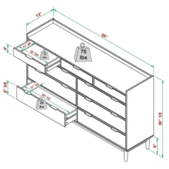 Mid-Century Modern Solid Wood 9 Drawer Horizontal Dresser - Saracina Home -Living Space Shop GUEST f5f0f1ab b228 4bb6 8748 20f45ddb371e