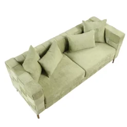 80.5" Modern Upholstered Sofa With Golden Metal Legs And 4 Pillows-ModernLuxe 21 80.5" Modern Upholstered Sofa With Golden Metal Legs And 4 Pillows-ModernLuxe -Living Space Shop GUEST f6406d2c 2e24 48f7 8a1a fb262c78d0f4