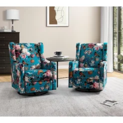 Set Of 2 Bernd Comfy Manual Swivel Glider Recliner With Built-in S-spring And Metal Base | KARAT HOME -Living Space Shop GUEST f686a463 9a5e 4741 98c8 61974f0cda1e