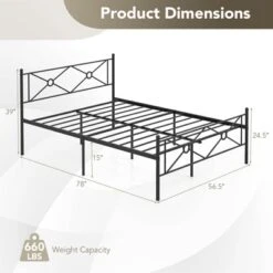 Costway Full/Queen Size Metal Platform Bed Frame W/ Headboard Mattress Foundation -Living Space Shop GUEST f6b5df82 eddf 4fa3 8803 21fe5c9221e6