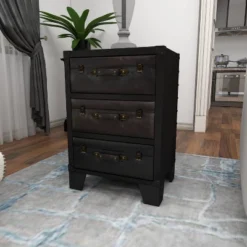 Traditional Wood And Faux Leather Cabinet Dark Brown - Olivia & May -Living Space Shop GUEST f6bcd34c bbe6 40b8 b07b 91b074e43878