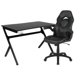 Flash Furniture Gaming Desk And Racing Chair Set With Cup Holder, Headphone Hook & 2 Wire Management Holes -Living Space Shop GUEST f702ca34 7b2e 488d 91a4 37953ccf79a0