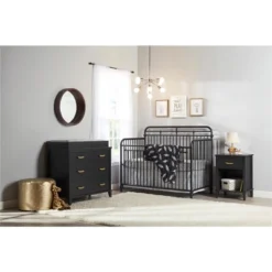 Little Seeds Monarch Hill Hawken Nightstand With Gold Feather Drawer Pull, Black -Living Space Shop GUEST f716a5ec 9422 44a5 ab58 e750dadfb94b