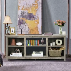 Costway 58'' 2-Tier TV Stand Entertainment Media Center Console Up To 65'' Grey -Living Space Shop GUEST f7720bc8 86ca 44e3 a4ae d19b3fe4f8f9